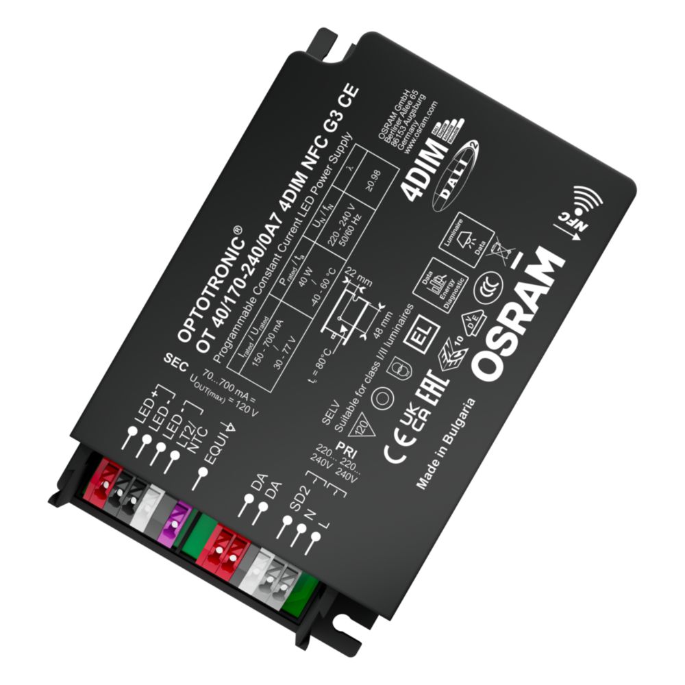Osram, 30V, 77 V Output, 40 W Output, 1050mA, 150 mA 4DIM/AstroDIM/DALI/MainsDIM/StepDIM