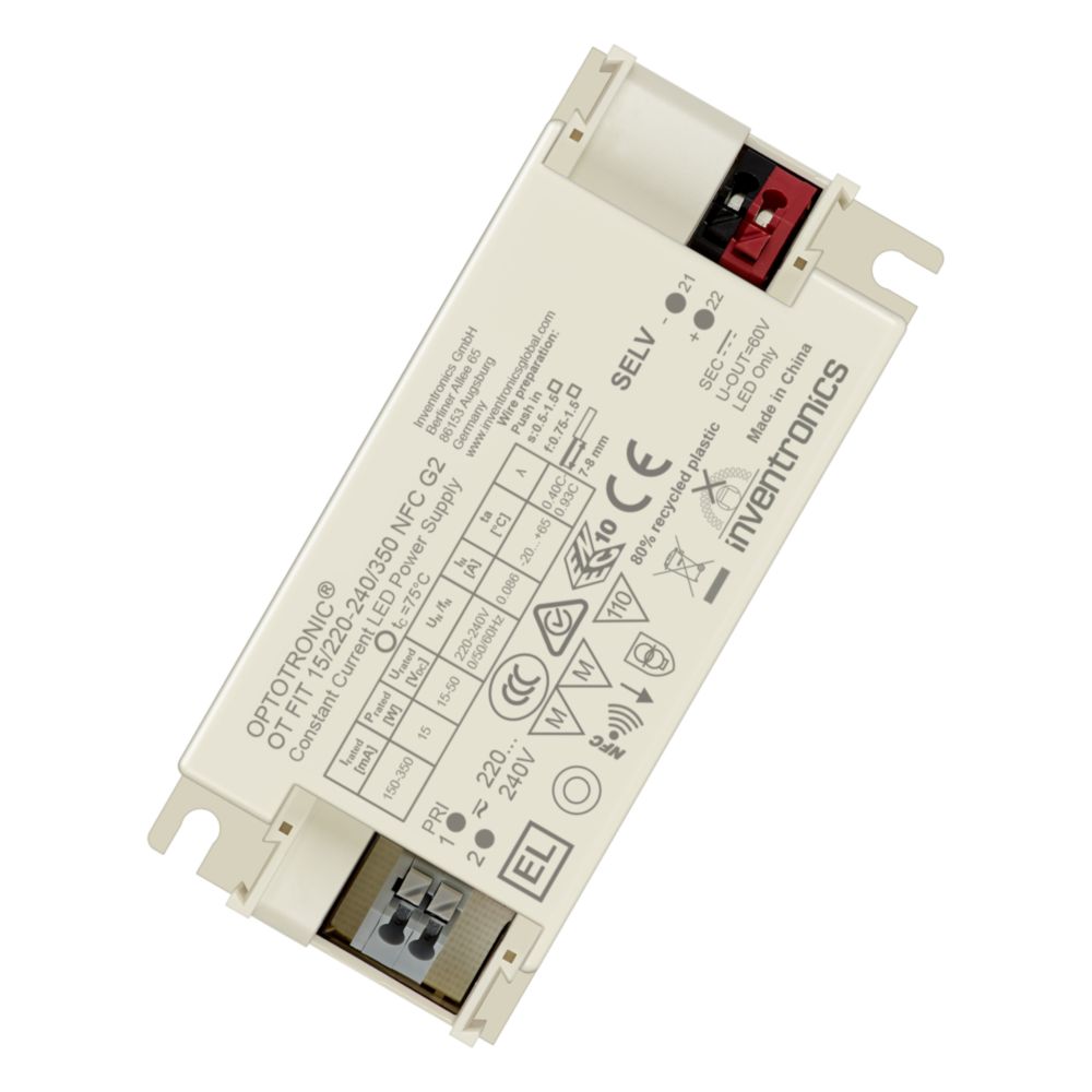 Inventronics Constant Current LED Driver, 50V Output, 15 W Output, 350mA Non-Dimmable