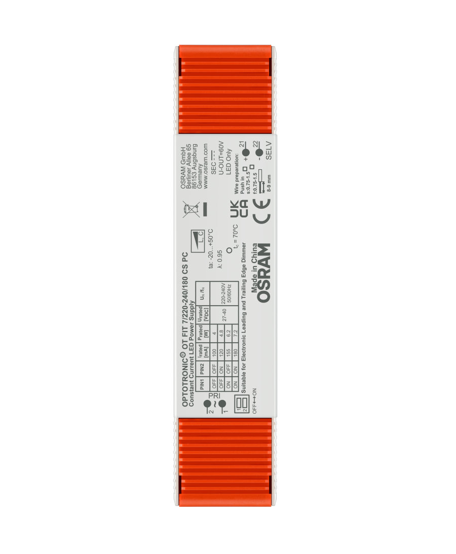Inventronics LED Driver, 27V, 40 V Output, 7.2 W Output, 100mA, 180 mA PWM