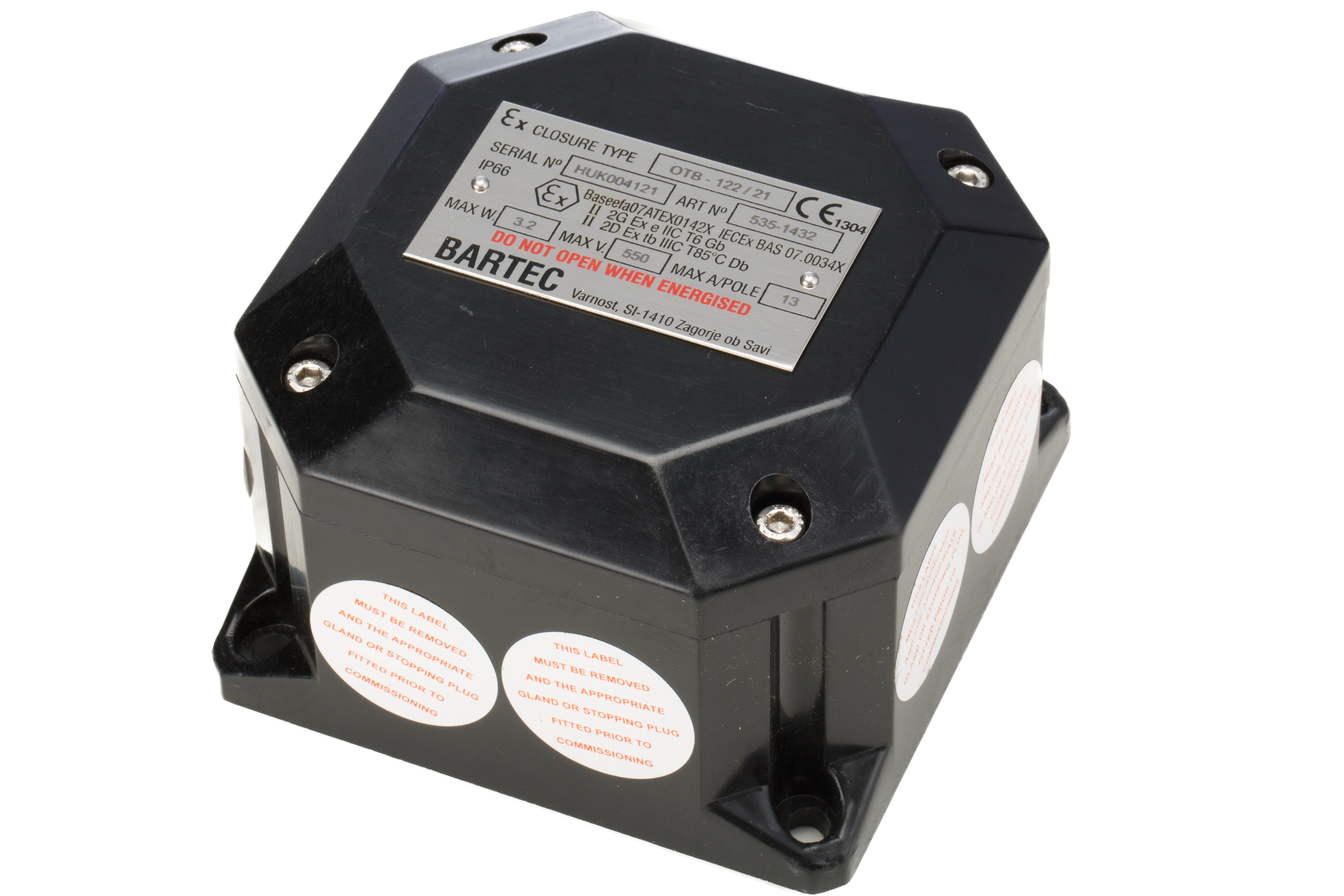 Bartec GB Series Black Polyester, Anti-Static, Fibreglass Reinforced Junction Box, IP66, ATEX, 122 mm, 122mm 82 mm