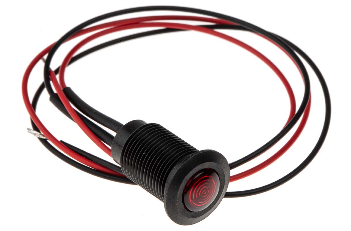 Oxley OXL/CLH/100 Series Series, Red Panel Mount Indicator, Flying Lead Termination 230V ac 2.5 mA, IP66, 10.2 mm