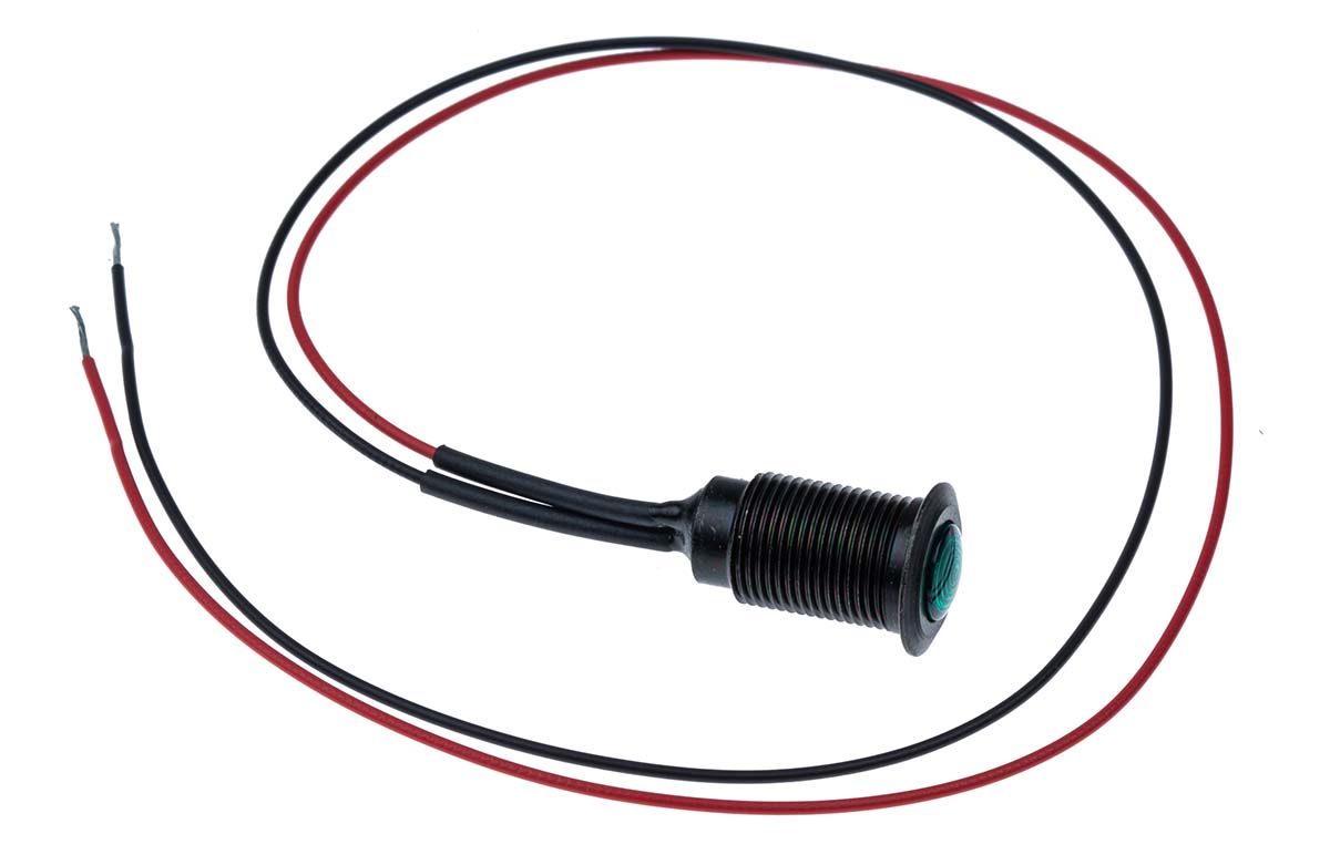 Oxley OXL/CLH/100 Series Series, Green Panel Mount Indicator, Flying Lead Termination 230V ac 2.5 mA, IP66, 10.2 mm
