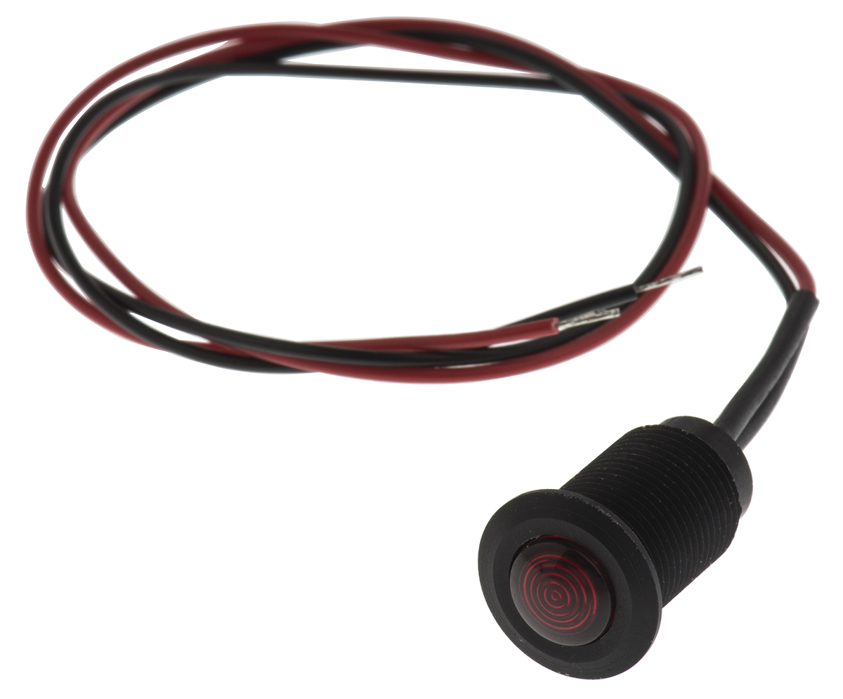 Oxley OXL/CLH/100 Series Series, Red Panel Mount Indicator, Flying Lead Termination 24V ac 7.5 mA, IP66, 10.2 mm