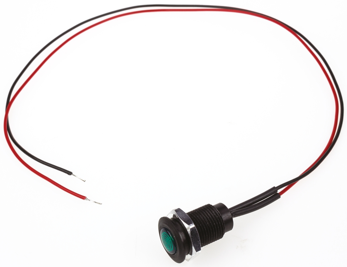 Oxley OXL/CLH/100 Series Series, Green Panel Mount Indicator, Flying Lead Termination 24V ac 7.5 mA, IP66, 10.2 mm