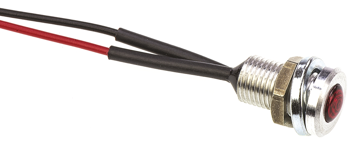oxlclh6324acfl30al Oxley OXL/CLH/63 Series Series, Red Panel Mount Indicator, Flying Lead Termination 24V ac 15 mA, IP66, 6.4 mm