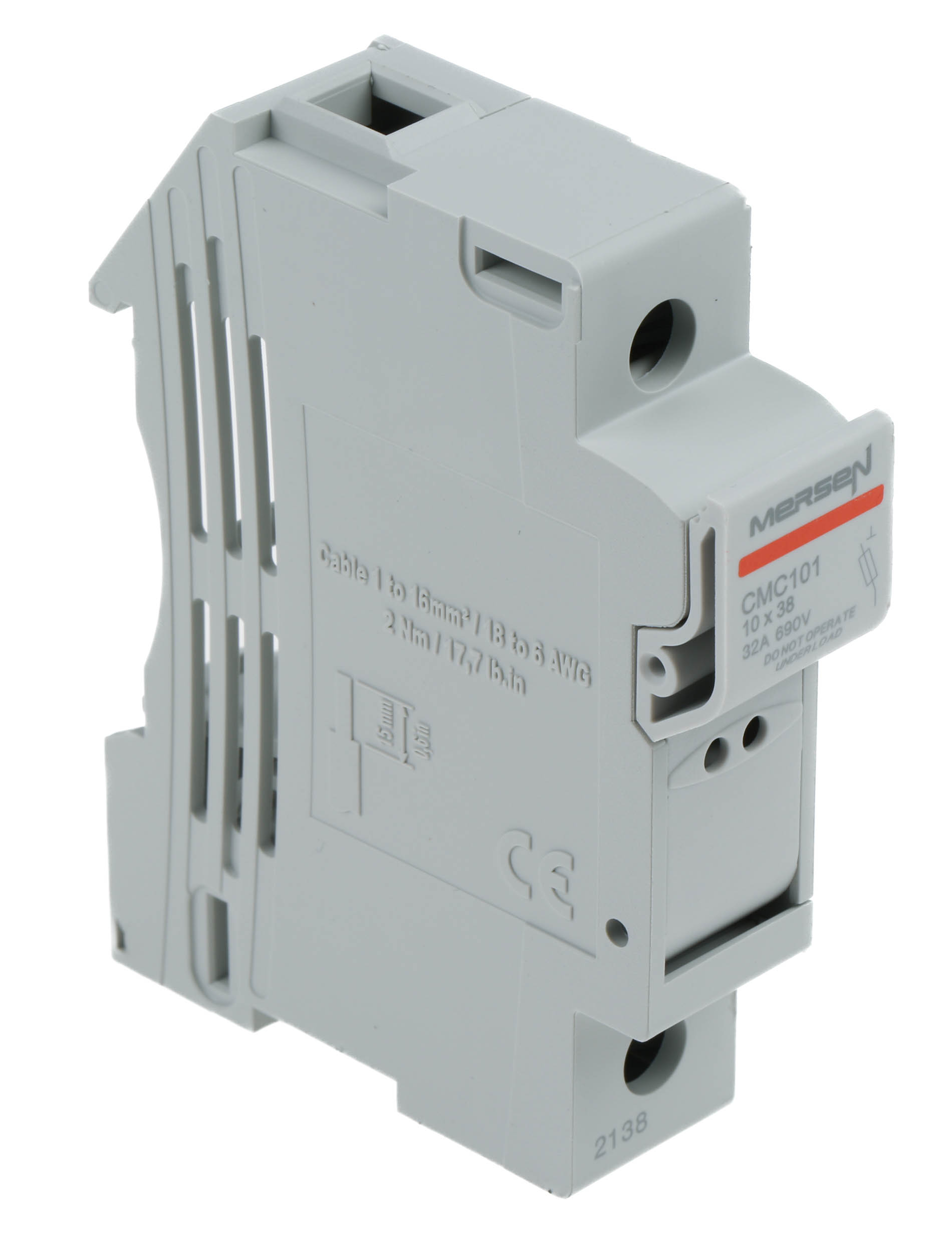 Mersen 32A Rail Mount Fuse Holder for 10 x 38 mm, 1P-Pole, 690V ac