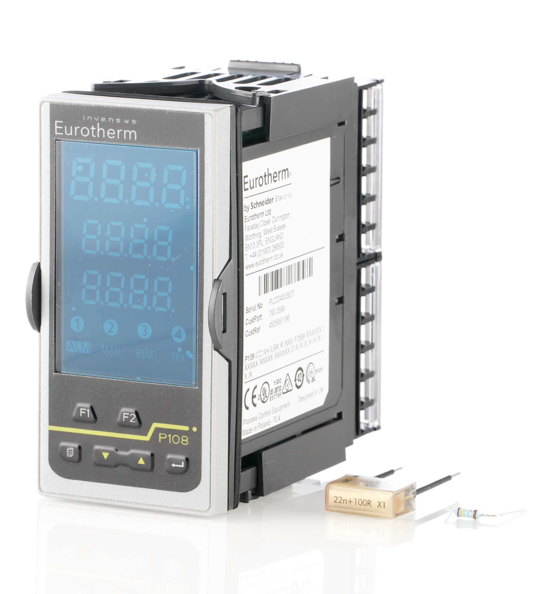 Eurotherm Piccolo P108 Panel PID Temperature Controller, 3 Output Relay 230V ac On-Off