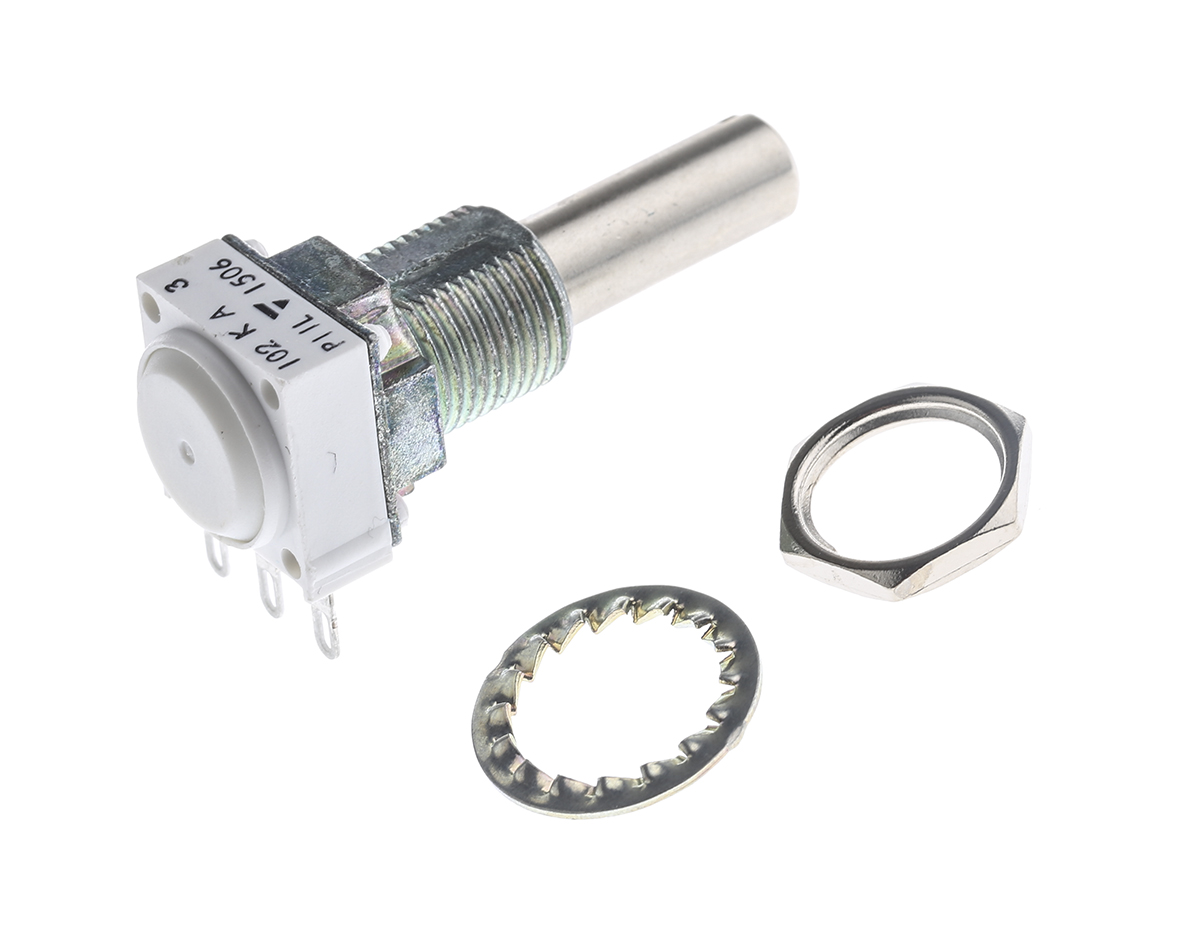Vishay P11L 1 kΩ Rotary Potentiometer 1-Turns 1-Gang Panel Mount, P11L1V0FLSY00102KA