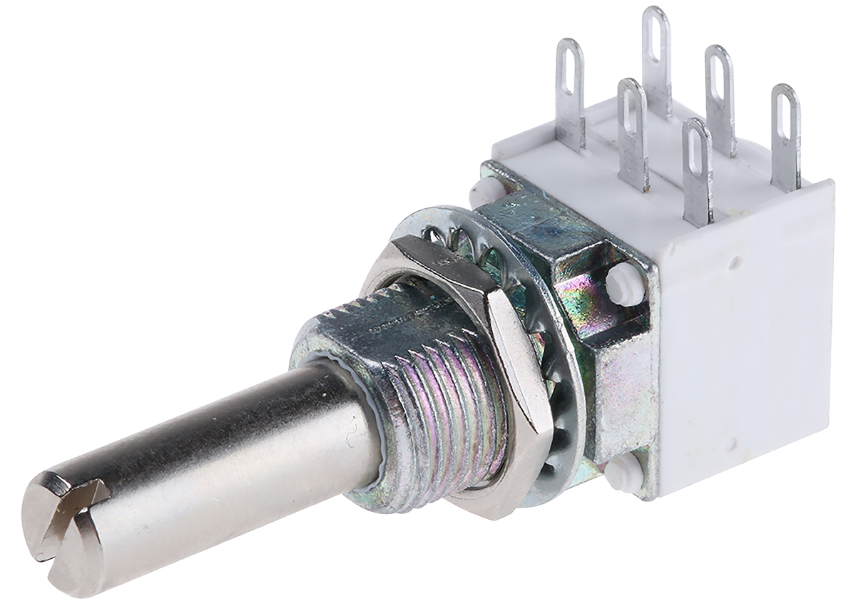 Vishay P11L 10 kΩ Rotary Potentiometer 1-Turns 2-Gang Panel Mount, P11L2V0FLSY00103KA