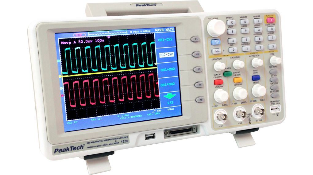 PeakTech P12 Series, 200 MHz Bench Oscilloscope, 16 Channels