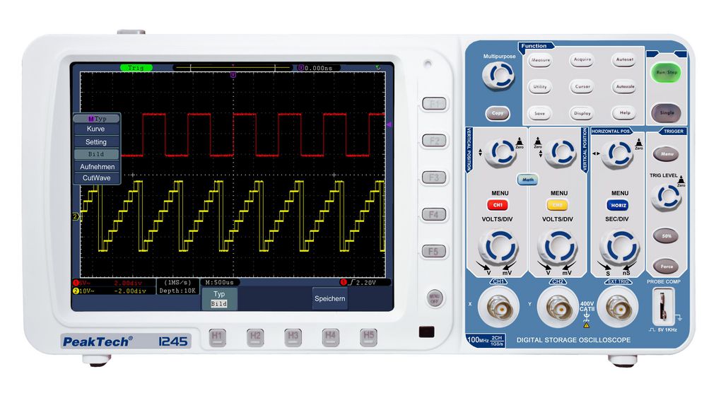 PeakTech 1200 Series, 100 MHz Bench Oscilloscope 2-Channel