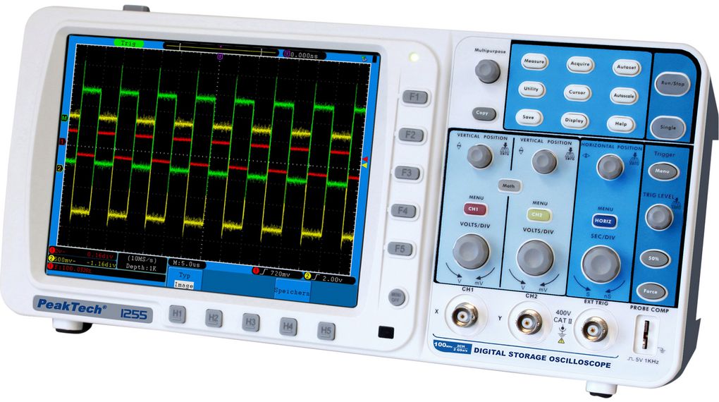 PeakTech P12 Series, 100 MHz Bench Oscilloscope, 2 Channels