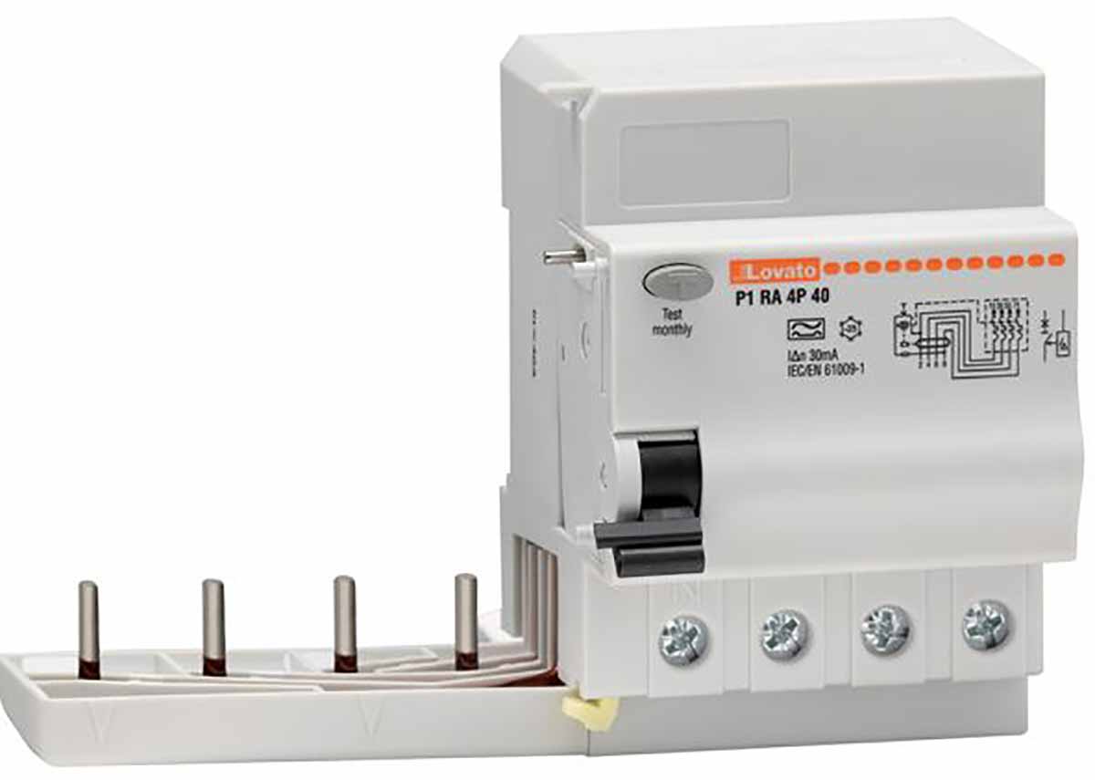 Lovato P1RA Series Residual Current Circuit Breaker, 40A, 4-Pole, 30 mA, Type A 400V ac