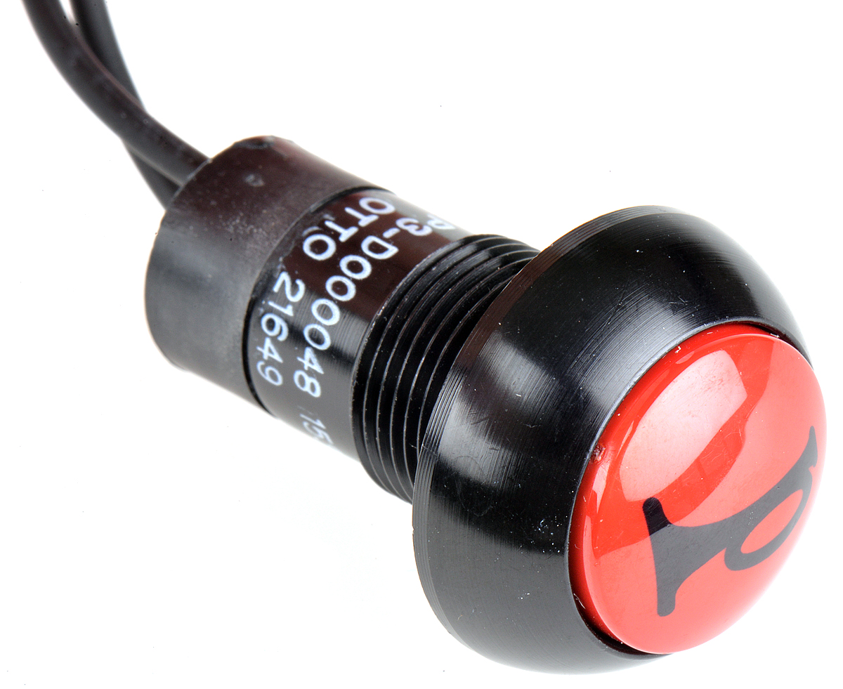 Otto P3 Series Push Button Switch, Momentary, Panel, SPDT, Red LED, IP64, IP68S, 28 V dc 115 V ac