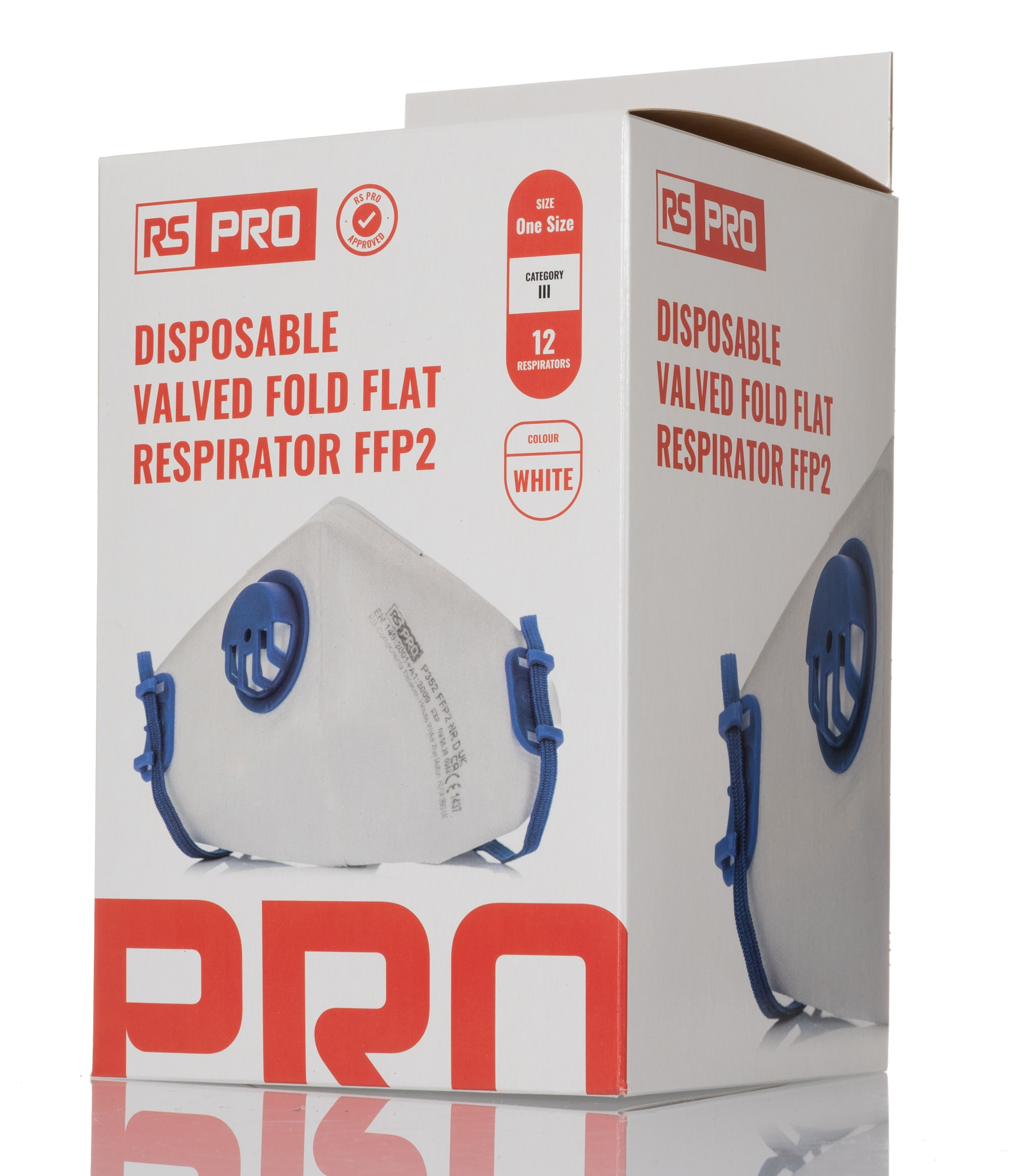 RS PRO Disposable Respirator Valved, FFP2 12 Per Pack per Package Moulded