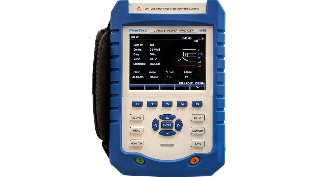 PeakTech P4145 Power Quality Analyser, 3-Phase, 3000 A Max, 1000V