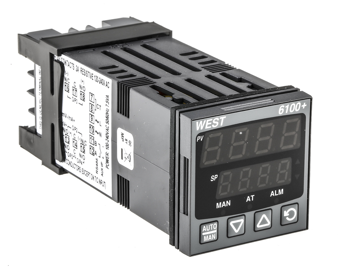 p6100-2-1-1-0-0-0-2 West Instruments P6100 Panel Mount PID Temperature Controller 1 Input, 2 Output Relay 240V ac On-Off