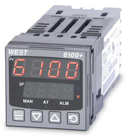 West Instruments P6100 Panel Mount PID Temperature Controller 1 Input, 3 Output Analogue 240V ac On-Off