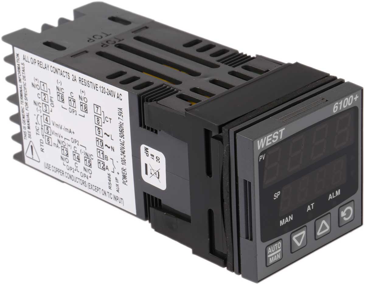 p6100-2700-00-0 West Instruments P6100 DIN Rail PID Temperature Controller 1 Input, 1 Output Linear 240V ac On-Off