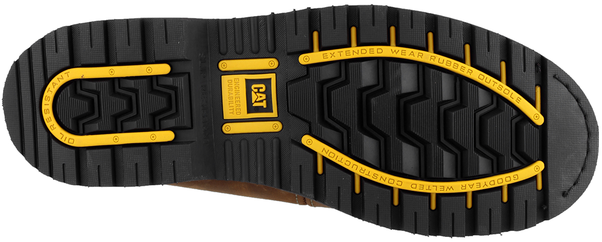 p708025 CAT Holton Brown Steel Toe Capped Men's Safety Boots 8, EU 42