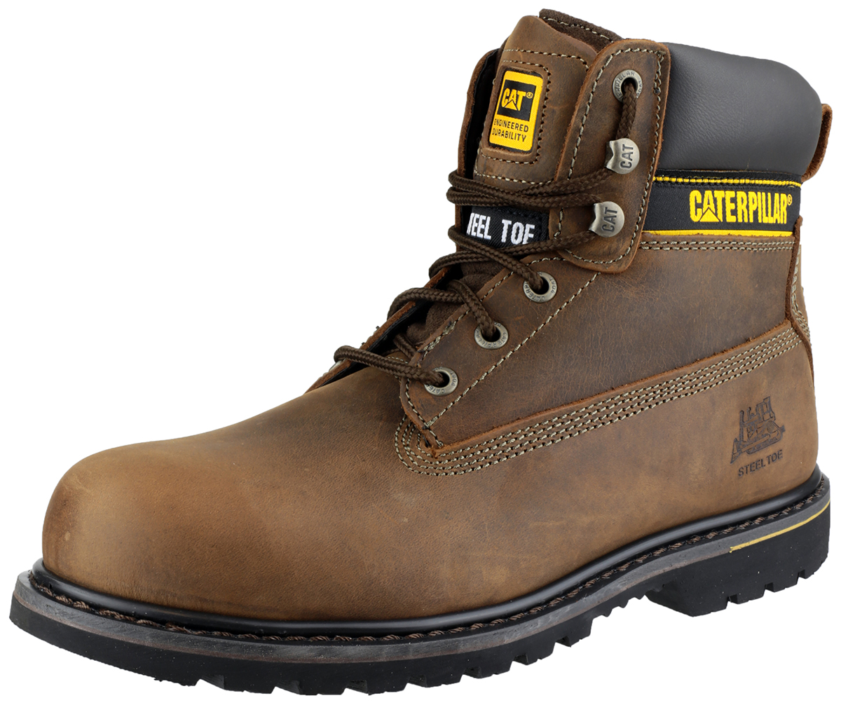 p708025 CAT Holton Brown Steel Toe Capped Men's Safety Boots 8, EU 42