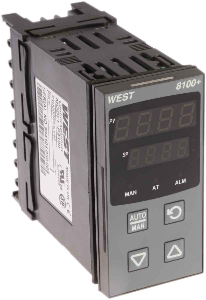 West Instruments P8100 DIN Rail PID Temperature Controller 1 Input, 1 Output Relay 240V ac On-Off