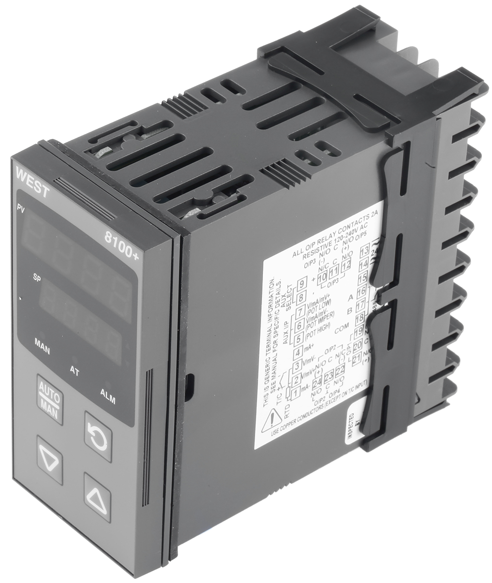 West Instruments P8100 DIN Rail PID Temperature Controller 1 Input, 5 Output SSR 48V ac/dc On-Off