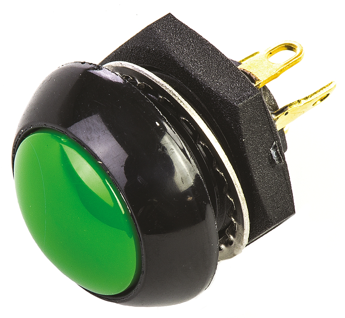 Otto P9 Series Push Button Switch, Momentary, Panel, 0.5 x 0.5 in Cutout, DPDT, Green LED, IP68, 28 V dc 115 V ac