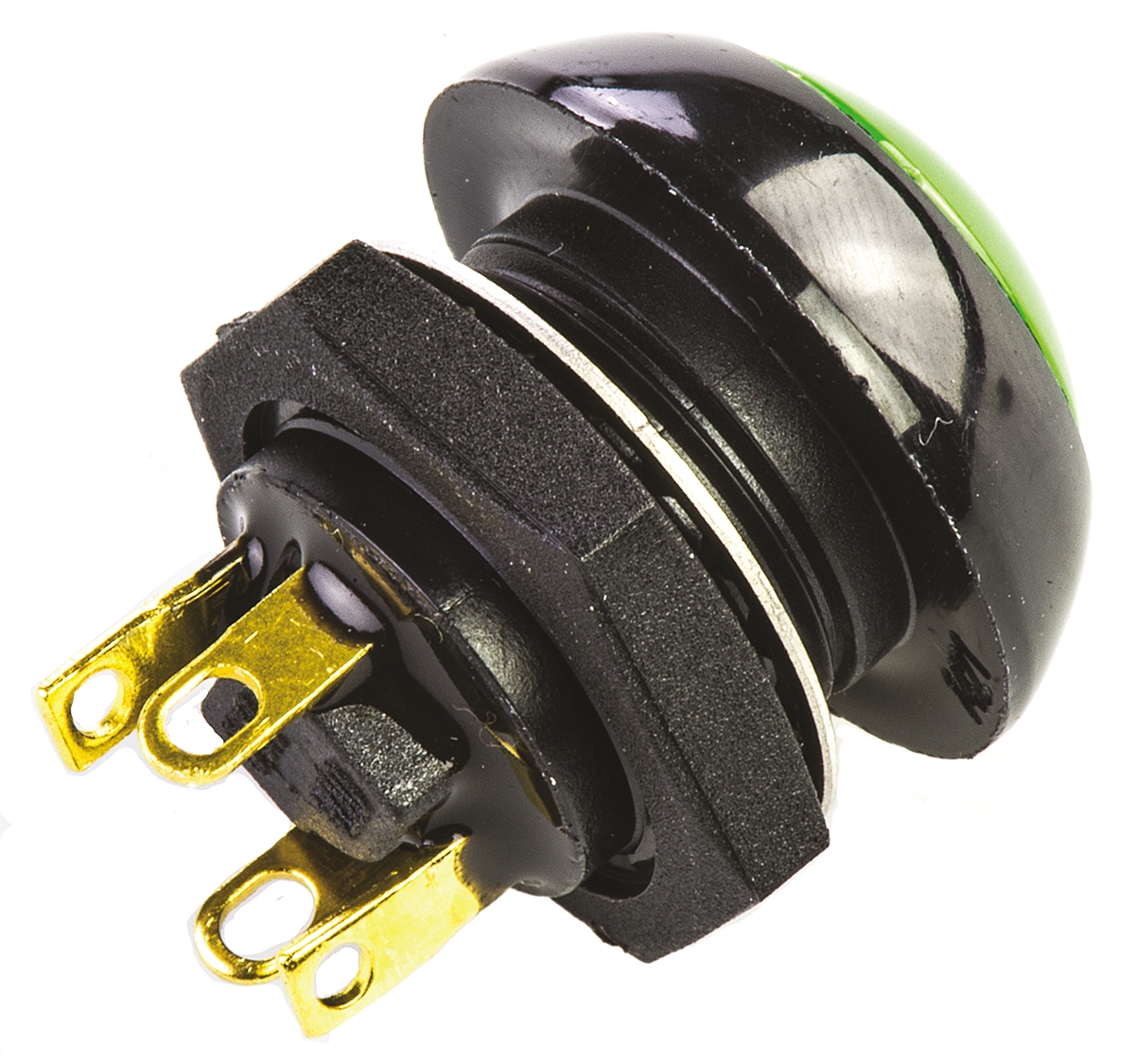 p9-113125 Otto P9 Series Push Button Switch, Momentary, Panel, 0.5 x 0.5 in Cutout, DPDT, Green LED, IP68, 28 V dc 115 V ac