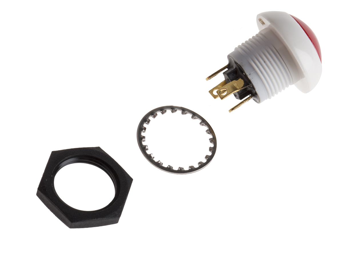 p9-113191 Otto P9 Series Push Button Switch, Momentary, Panel, 12 mm Cutout, DPDT, Red LED, IP64, 28 V dc 115 V ac