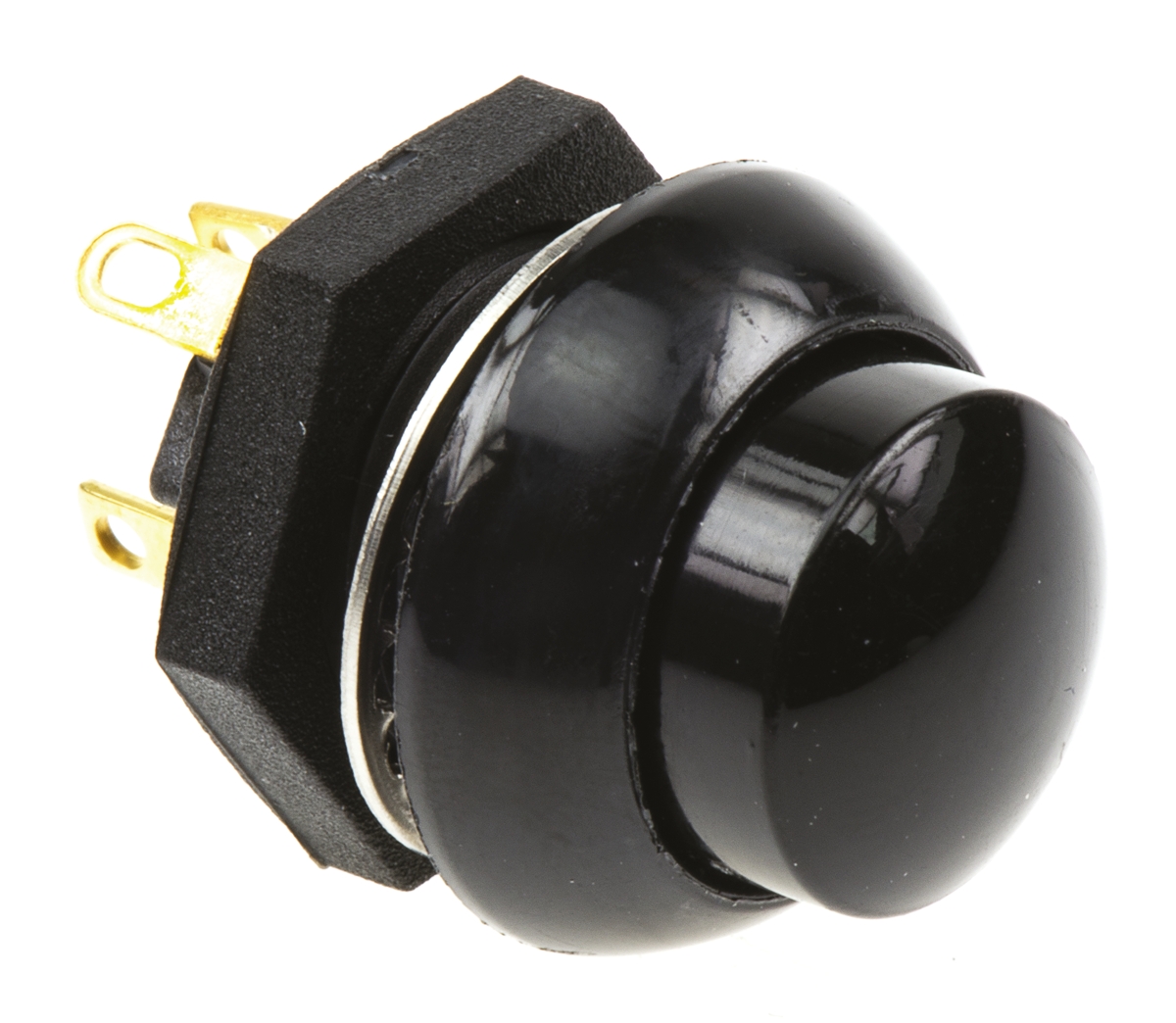 Otto P9 Series Push Button Switch, Momentary, Panel, 0.5 x 0.5 in Cutout, DPDT, Black LED, IP68, 28 V dc 115 V ac