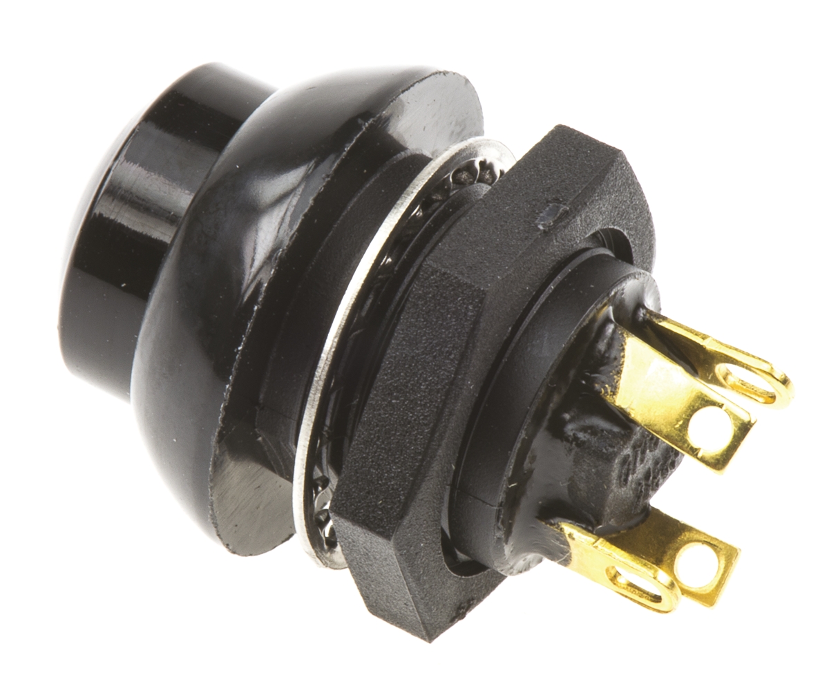 p9-213122 Otto P9 Series Push Button Switch, Momentary, Panel, 0.5 x 0.5 in Cutout, DPDT, Black LED, IP68, 28 V dc 115 V ac