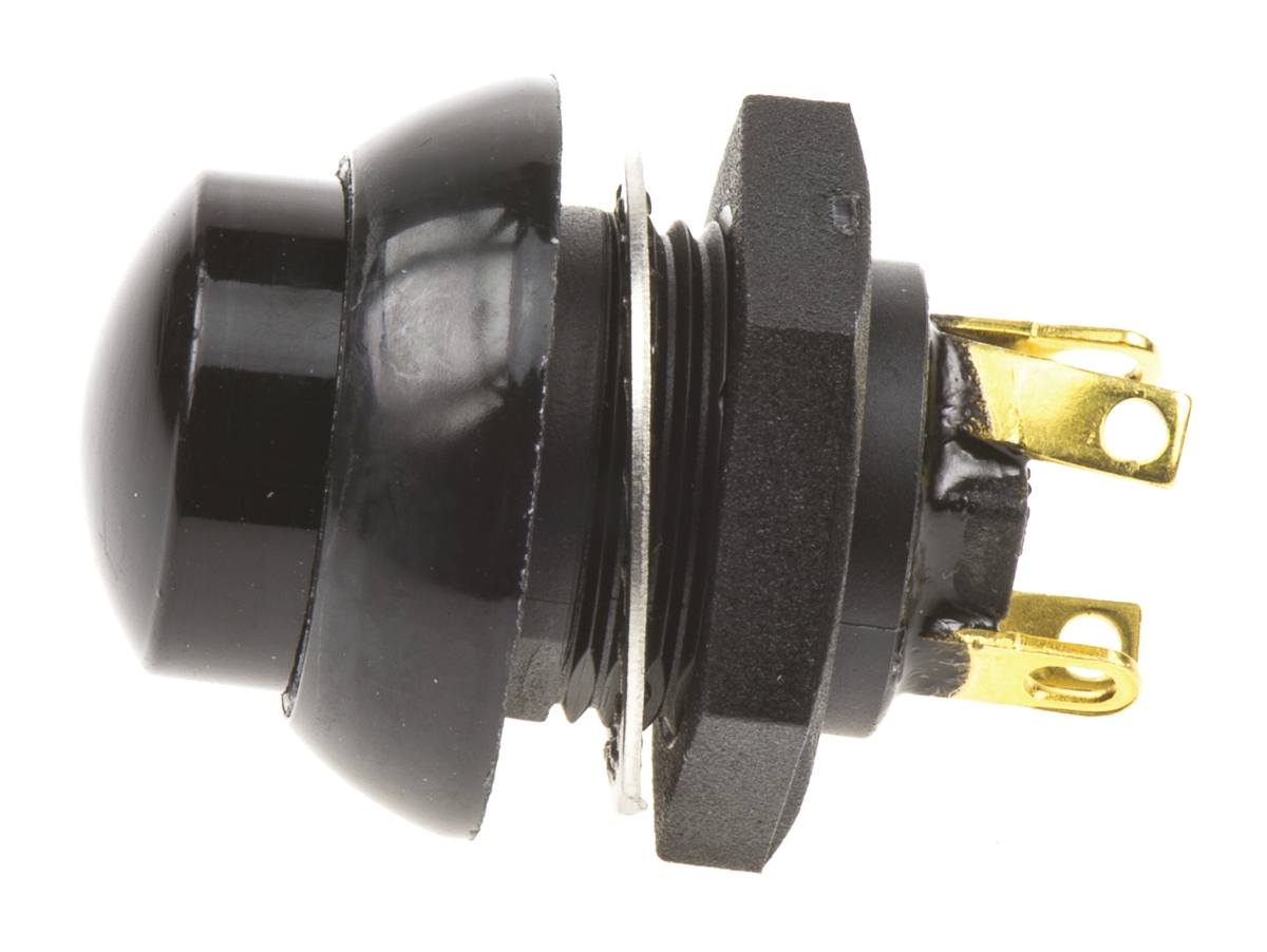 p9-213122 Otto P9 Series Push Button Switch, Momentary, Panel, 0.5 x 0.5 in Cutout, DPDT, Black LED, IP68, 28 V dc 115 V ac