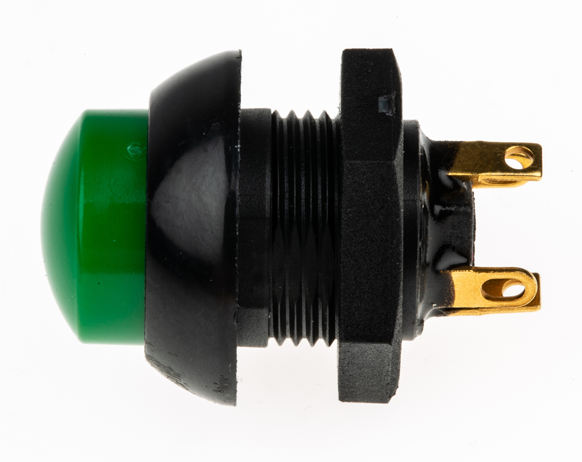 p9-213125 Otto P9 Series Push Button Switch, Momentary, Panel, 0.5 in Cutout, SPDT, Green LED, IP68, 28 V dc 115 V ac