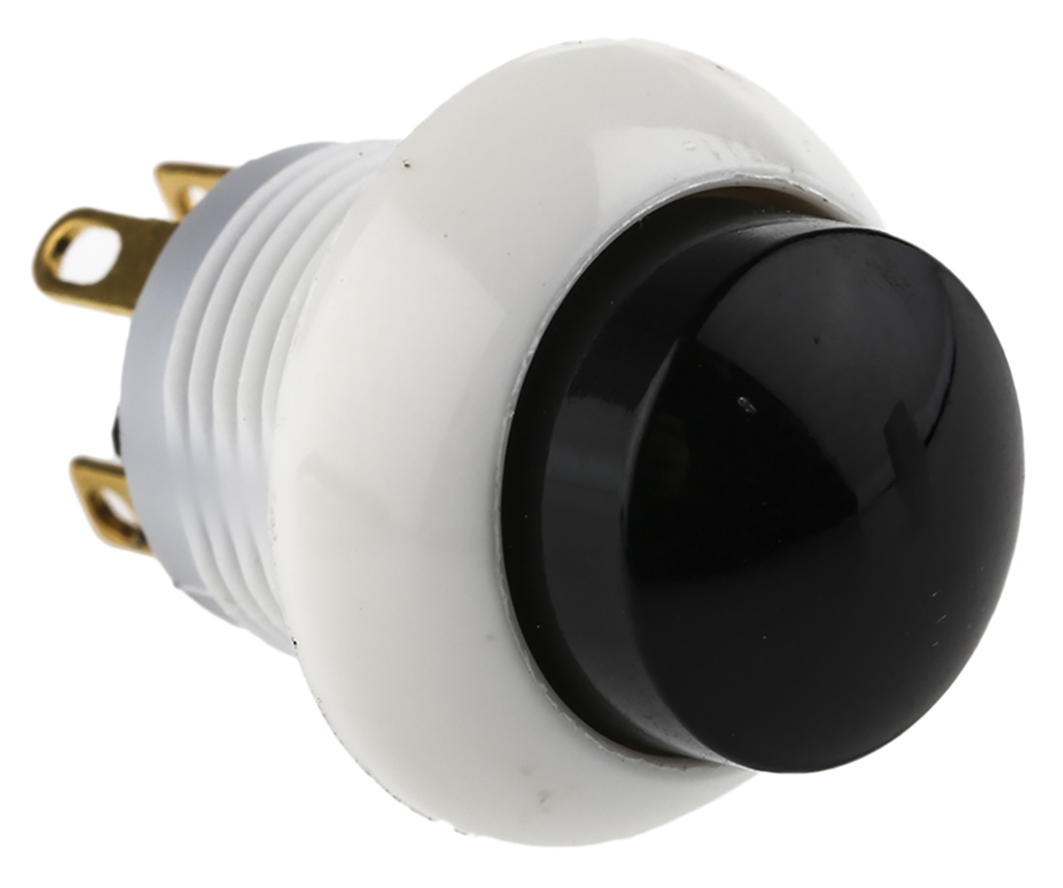 Otto P9 Series Push Button Switch, Momentary, Panel, 12 mm Cutout, DPDT, Black LED, IP64, 28 V dc 115 V ac