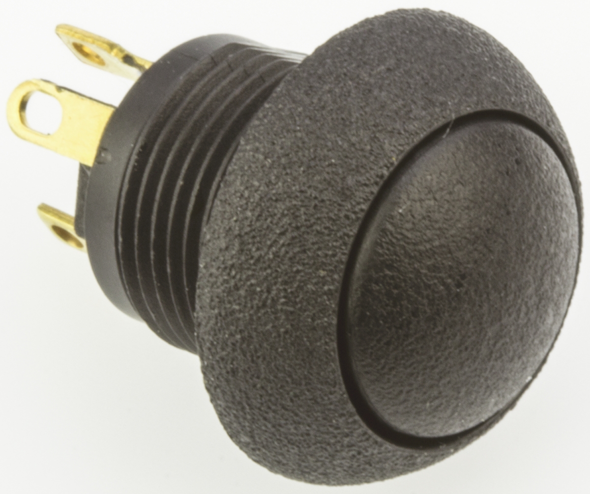 Otto P9 Series Push Button Switch, Momentary, Panel, 0.5 x 0.5 in Cutout, SPDT, Black LED, IP64, 28 V dc 115 V ac