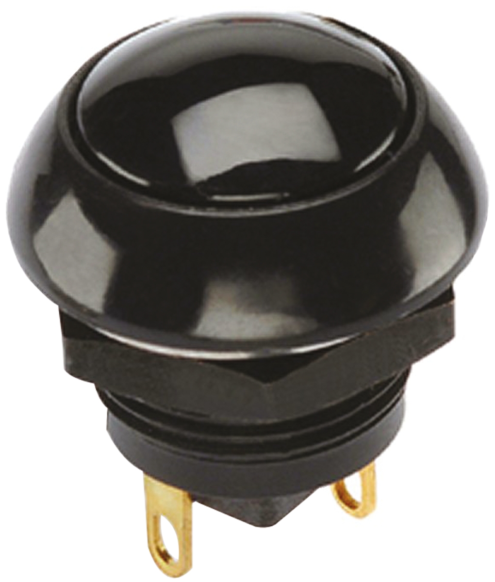 Otto P9 Series Push Button Switch, Momentary, Panel, 0.5 x 0.5 in Cutout, SPDT, Black LED, IP68S, 28 V dc 115 V ac