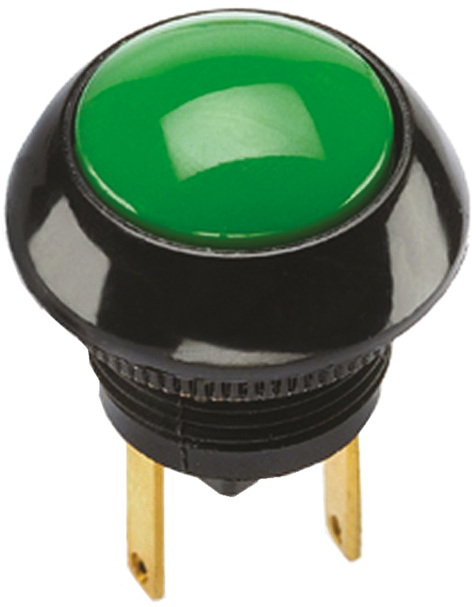 Otto P9 Series Push Button Switch, Momentary, Panel, 0.5 x 0.5 in Cutout, SPDT, Green LED, IP68S, 28 V dc 115 V ac