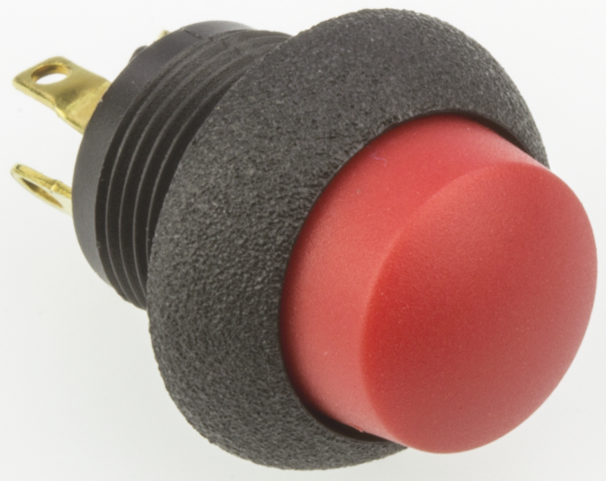Otto P9 Series Push Button Switch, Momentary, Panel, 0.5 x 0.5 in Cutout, SPDT, Red LED, IP64, 28 V dc 115 V ac