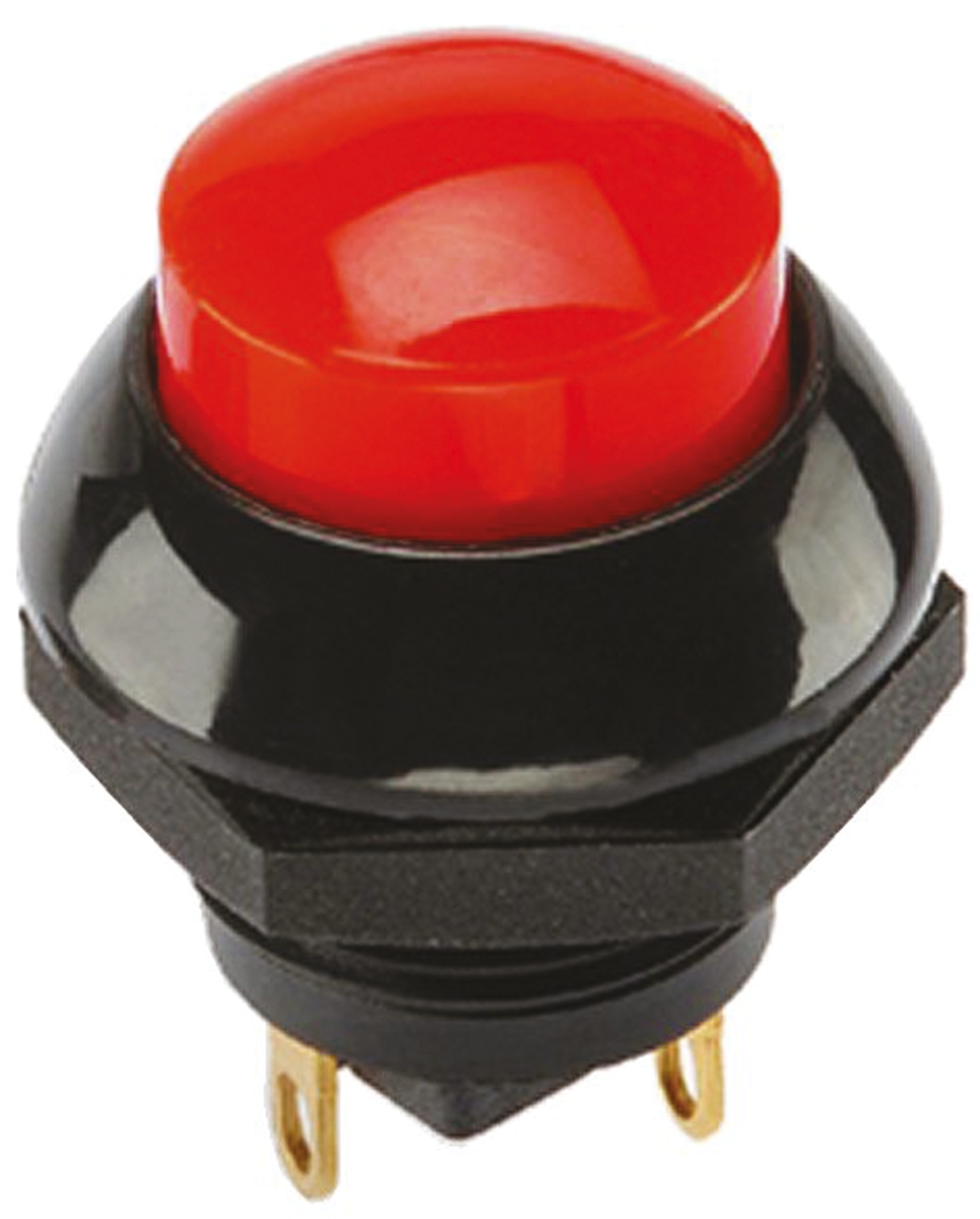 Otto P9 Series Push Button Switch, Momentary, Panel, 0.5 x 0.5 in Cutout, SPDT, Red LED, IP68S, 28 V dc 115 V ac