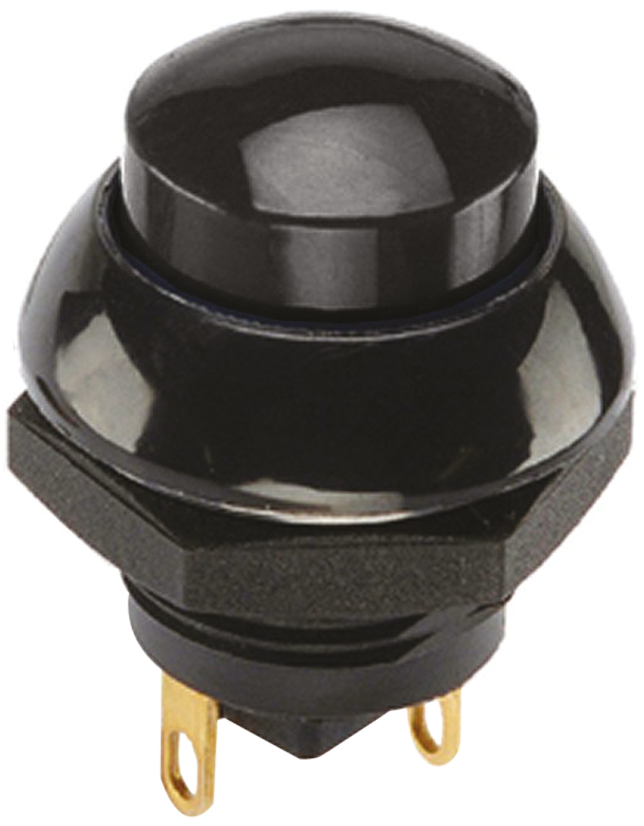 Otto P9 Series Push Button Switch, Momentary, Panel, 0.5 x 0.5 in Cutout, SPDT, Black LED, IP68S, 28 V dc 115 V ac