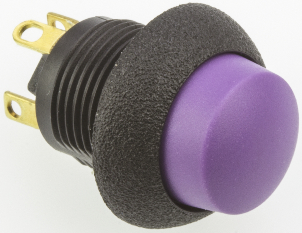 Otto P9 Series Push Button Switch, Momentary, Panel, 0.5 x 0.5 in Cutout, SPDT, Violet LED, IP68S, 28 V dc 115 V ac