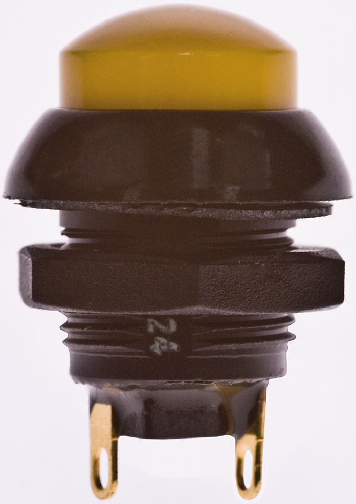 Otto P9 Series Push Button Switch, Momentary, Panel, 0.5 in Cutout, SPDT, Yellow LED, IP68, 28 V dc 115 V ac