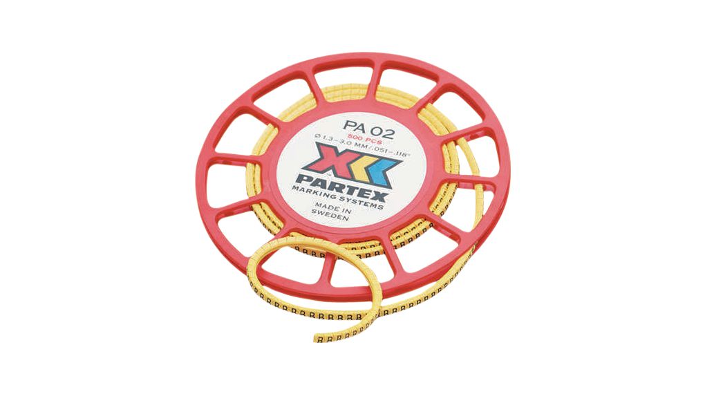 Partex Marking Systems PA Clip-On Cable Marker, Yellow, Pre-printed "2", 3 mm Cable Yellow, 1.3 mm Cable, PA-02003SV40.2
