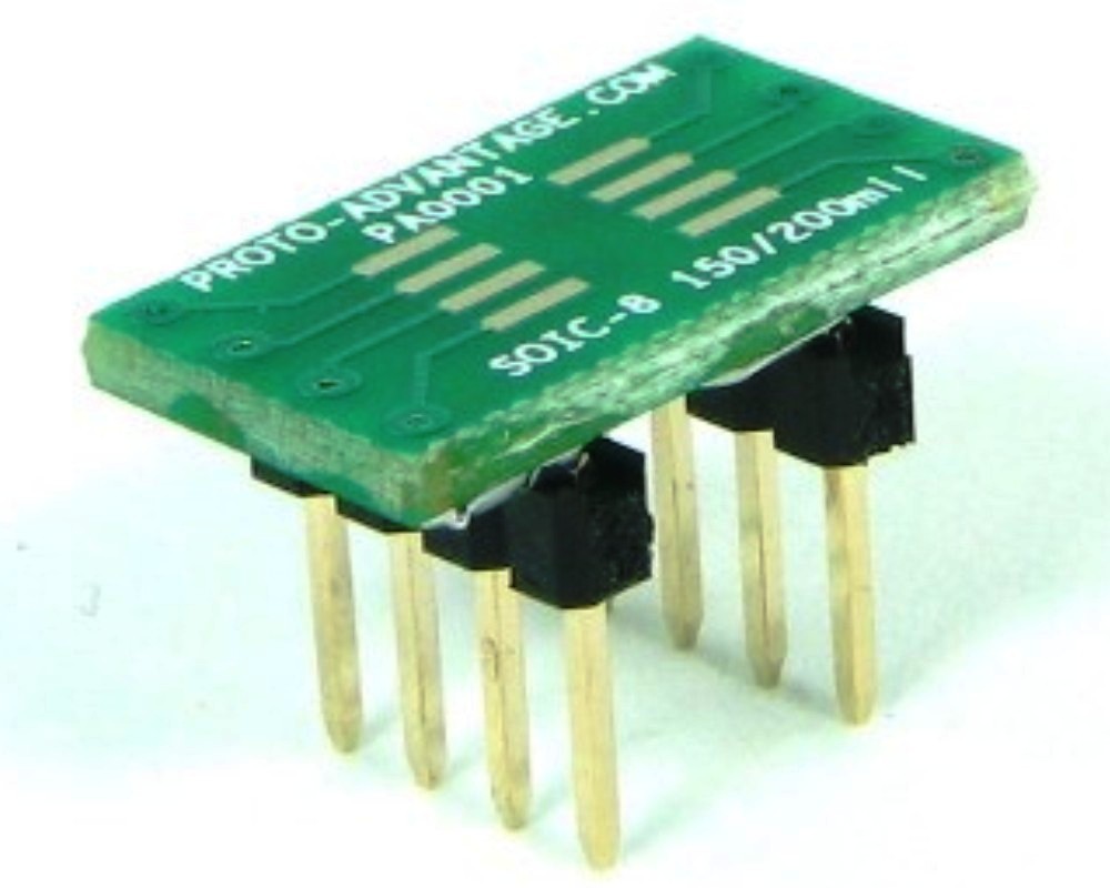 CHIPQUIK Straight Through Hole Mount 2.9 mm Pitch IC Socket Adapter, SOIC 8 to DIP 8