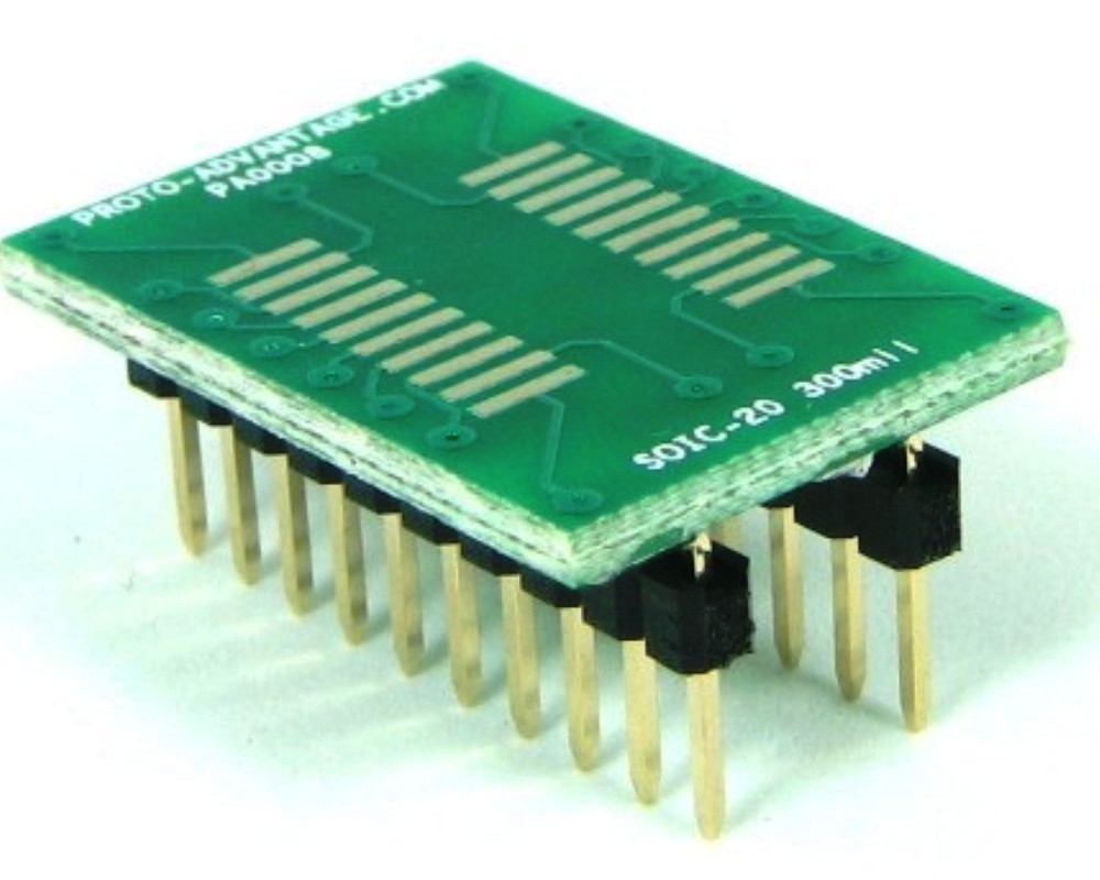 CHIPQUIK Straight Through Hole Mount 1.27 mm Pitch IC Socket Adapter, SOIC 20 to DIP 20