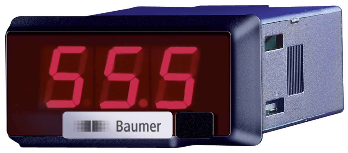 Baumer PA213 Series Digital Voltmeter DC, LED Display 3-Digits ±0.1 % rdg + 3 Digits, 22 mm, 44 mm