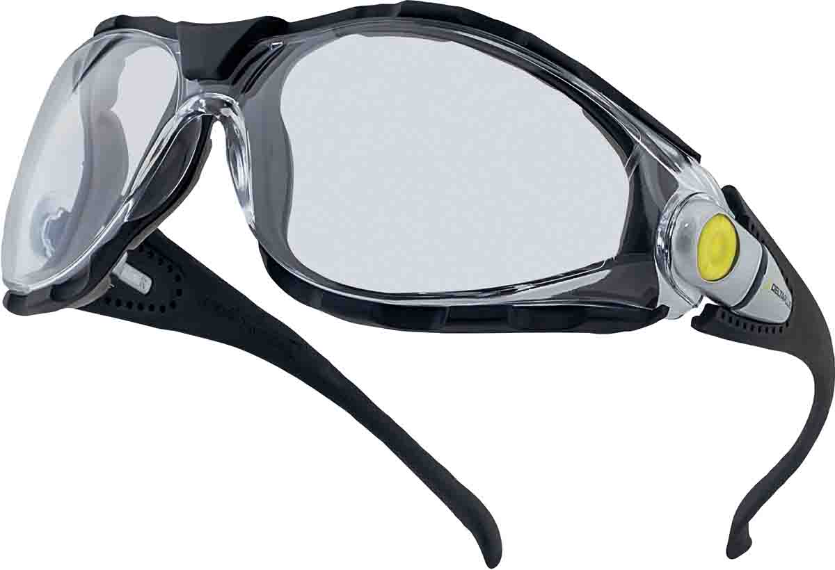 Delta Plus PACAYLVIN Safety Glasses, Scratch Resistant, Anti-Mist, Clear, Black Polycarbonate Lens, Nylon