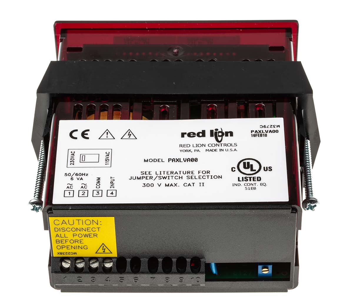 paxlva00 Red Lion PAX Lite Series Digital Voltmeter AC, LED Display 3.5-Digits ±0.1 %, 45 mm, 92 mm