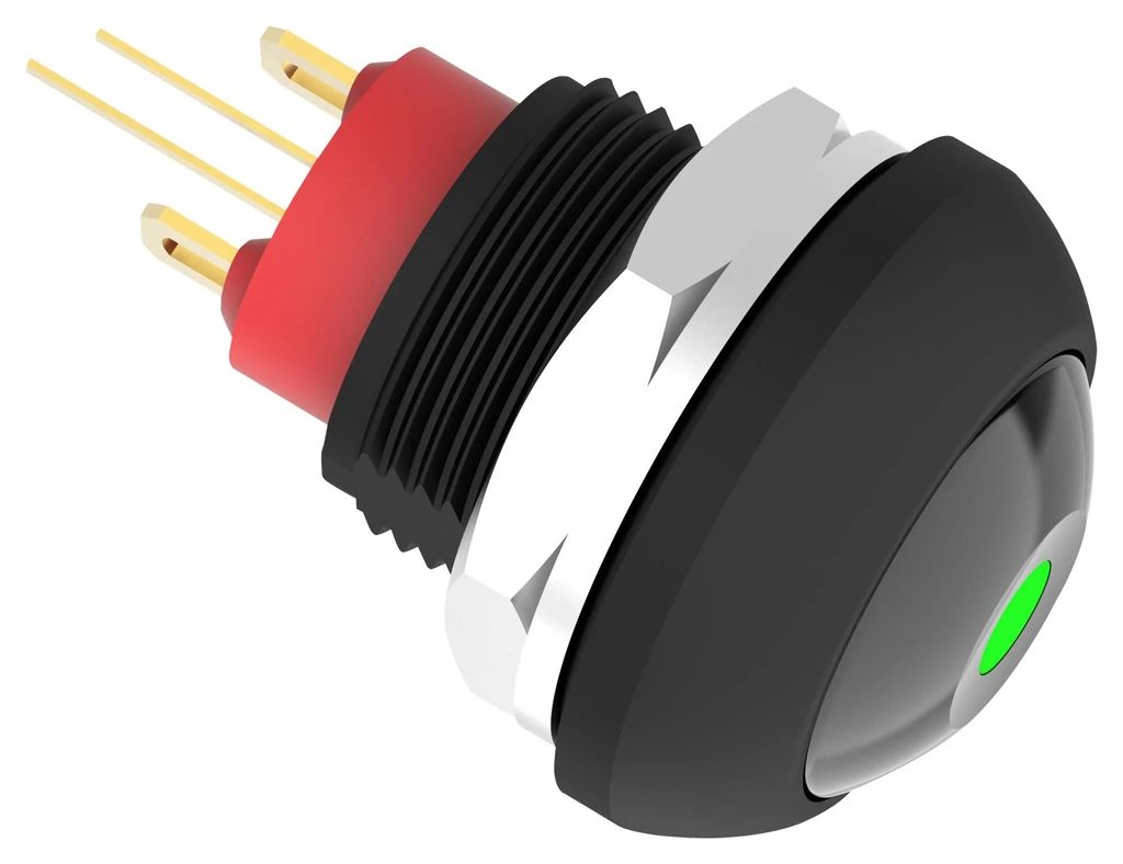 TE Connectivity PB6 Series Illuminated Push Button Switch, On-Off, Panel, 1 NO, Green LED, IP68